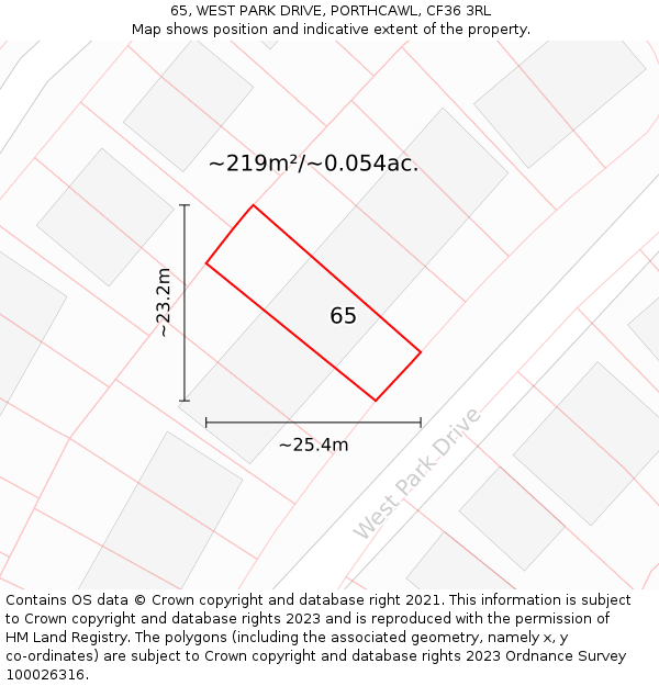 65, WEST PARK DRIVE, PORTHCAWL, CF36 3RL: Plot and title map