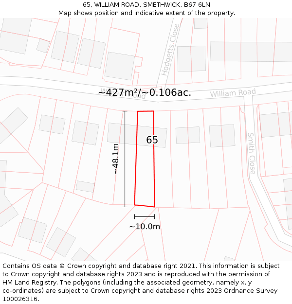 65, WILLIAM ROAD, SMETHWICK, B67 6LN: Plot and title map