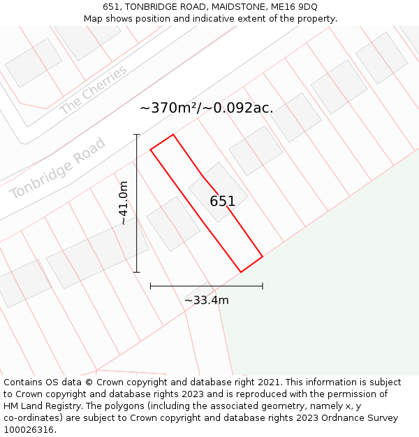 651, TONBRIDGE ROAD, MAIDSTONE, ME16 9DQ: Plot and title map