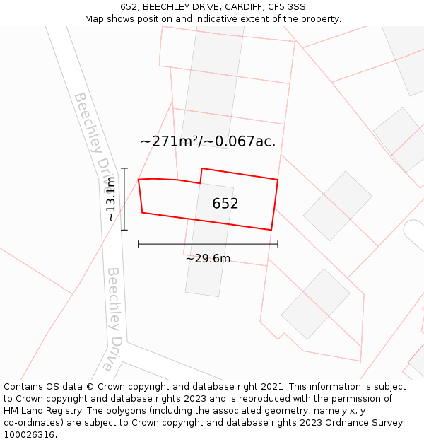 652, BEECHLEY DRIVE, CARDIFF, CF5 3SS: Plot and title map