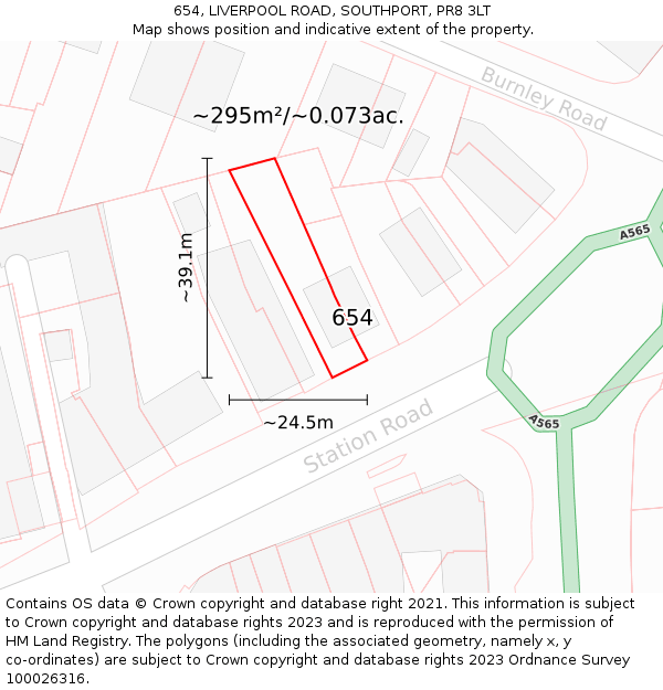 654, LIVERPOOL ROAD, SOUTHPORT, PR8 3LT: Plot and title map
