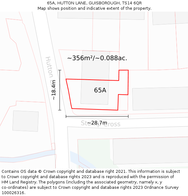 65A, HUTTON LANE, GUISBOROUGH, TS14 6QR: Plot and title map