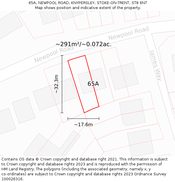 65A, NEWPOOL ROAD, KNYPERSLEY, STOKE-ON-TRENT, ST8 6NT: Plot and title map