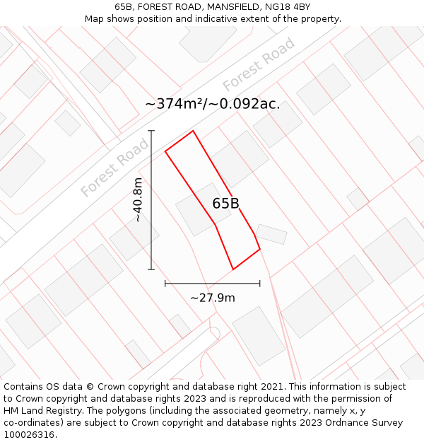 65B, FOREST ROAD, MANSFIELD, NG18 4BY: Plot and title map