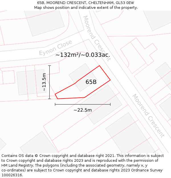 65B, MOOREND CRESCENT, CHELTENHAM, GL53 0EW: Plot and title map