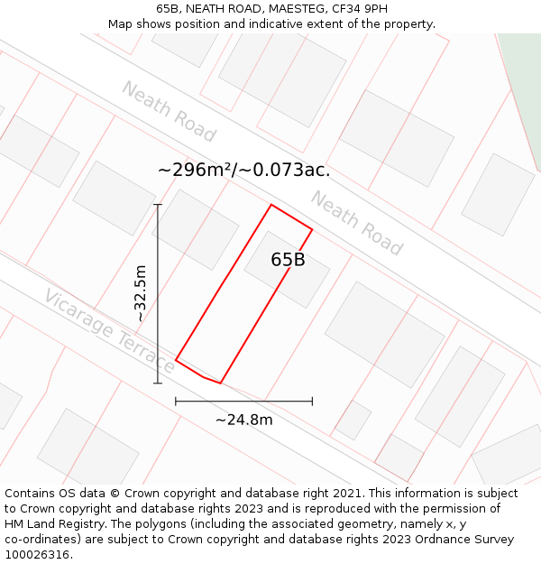 65B, NEATH ROAD, MAESTEG, CF34 9PH: Plot and title map