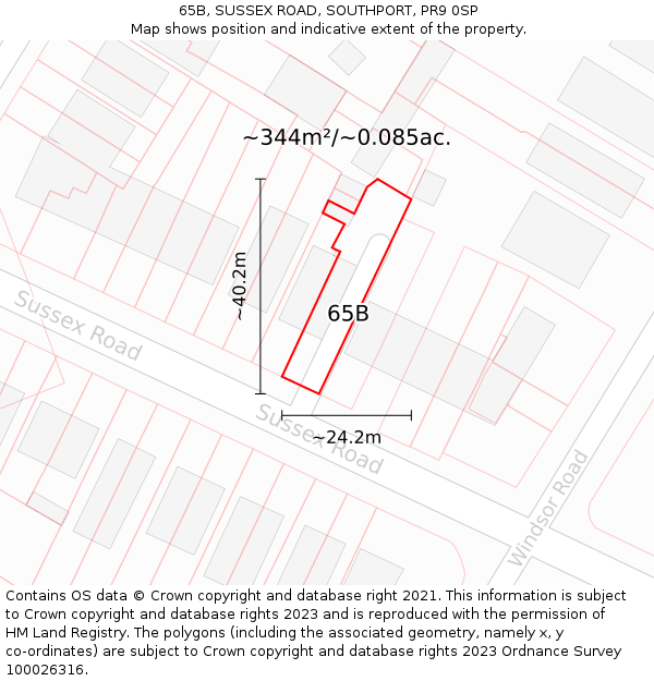 65B, SUSSEX ROAD, SOUTHPORT, PR9 0SP: Plot and title map