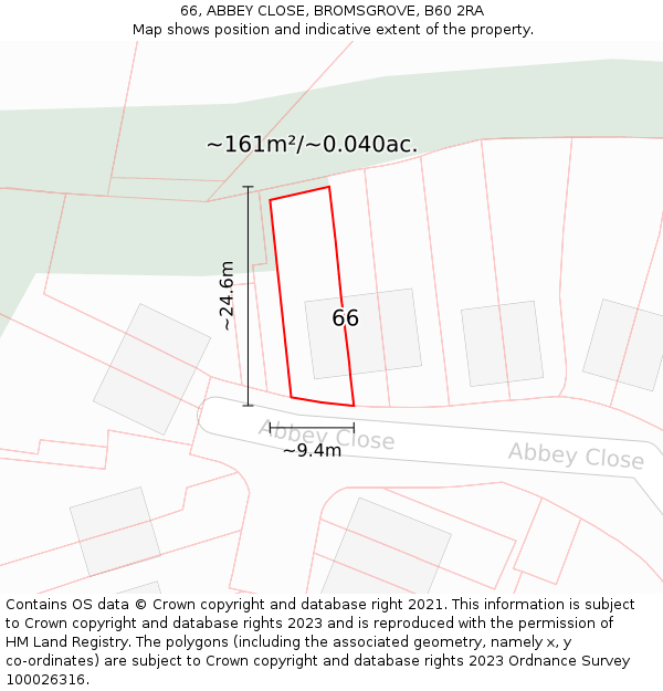 66, ABBEY CLOSE, BROMSGROVE, B60 2RA: Plot and title map