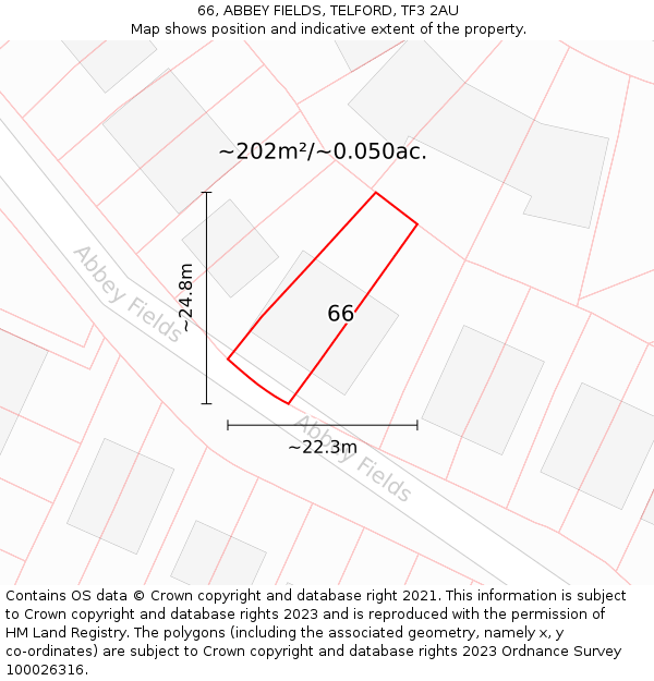 66, ABBEY FIELDS, TELFORD, TF3 2AU: Plot and title map
