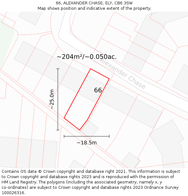 66, ALEXANDER CHASE, ELY, CB6 3SW: Plot and title map