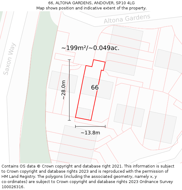 66, ALTONA GARDENS, ANDOVER, SP10 4LG: Plot and title map