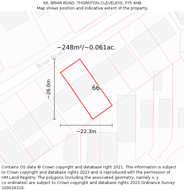 66, BRIAR ROAD, THORNTON-CLEVELEYS, FY5 4NB: Plot and title map