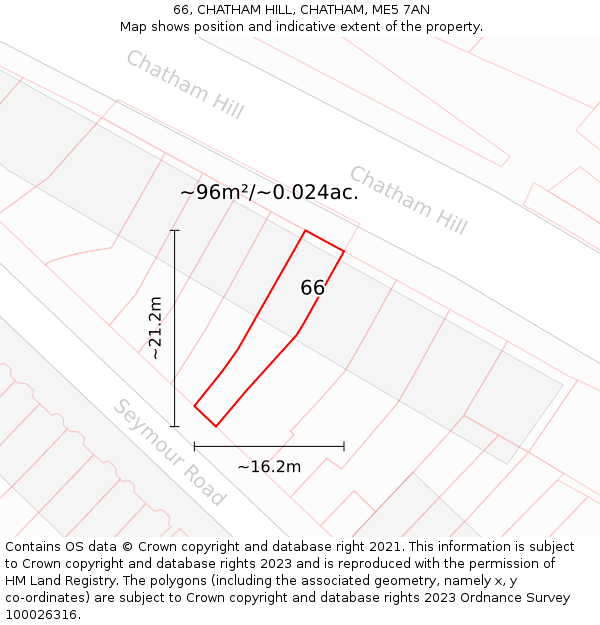 66, CHATHAM HILL, CHATHAM, ME5 7AN: Plot and title map