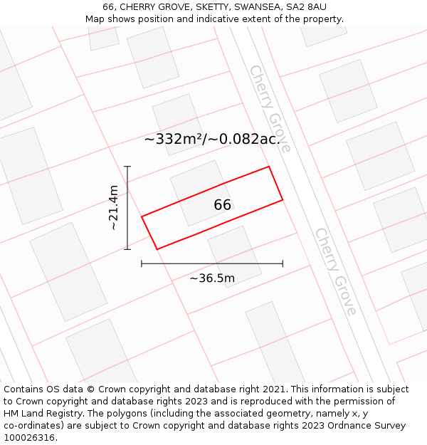 66, CHERRY GROVE, SKETTY, SWANSEA, SA2 8AU: Plot and title map