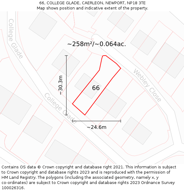 66, COLLEGE GLADE, CAERLEON, NEWPORT, NP18 3TE: Plot and title map