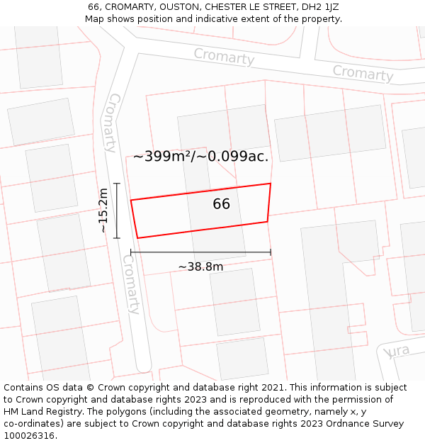 66, CROMARTY, OUSTON, CHESTER LE STREET, DH2 1JZ: Plot and title map