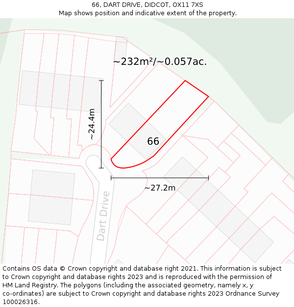 66, DART DRIVE, DIDCOT, OX11 7XS: Plot and title map