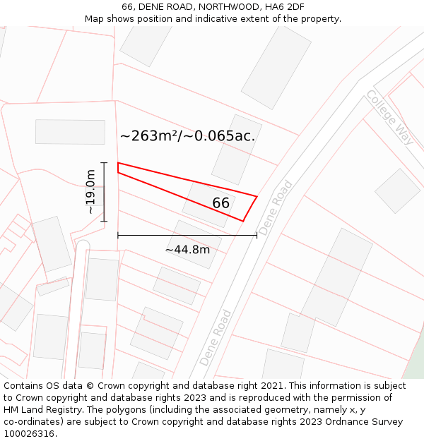 66, DENE ROAD, NORTHWOOD, HA6 2DF: Plot and title map