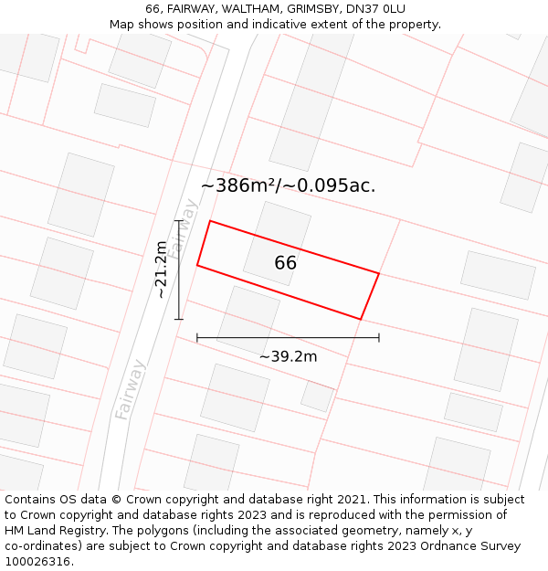 66, FAIRWAY, WALTHAM, GRIMSBY, DN37 0LU: Plot and title map
