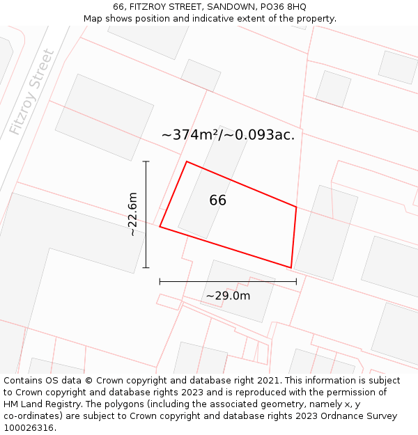 66, FITZROY STREET, SANDOWN, PO36 8HQ: Plot and title map