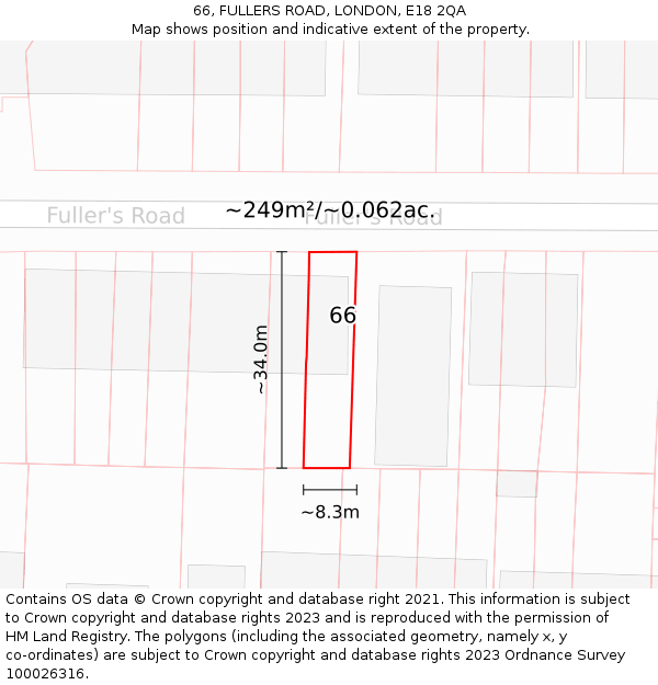 66, FULLERS ROAD, LONDON, E18 2QA: Plot and title map