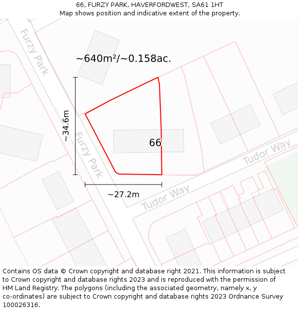 66, FURZY PARK, HAVERFORDWEST, SA61 1HT: Plot and title map