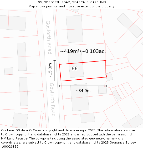 66, GOSFORTH ROAD, SEASCALE, CA20 1NB: Plot and title map
