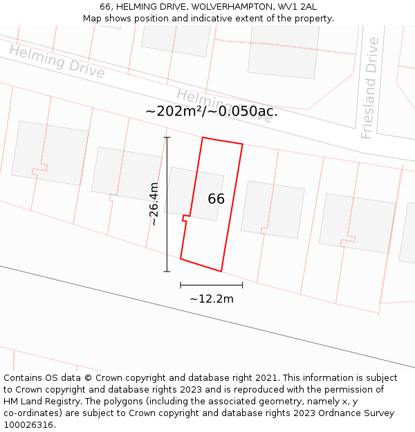 66, HELMING DRIVE, WOLVERHAMPTON, WV1 2AL: Plot and title map