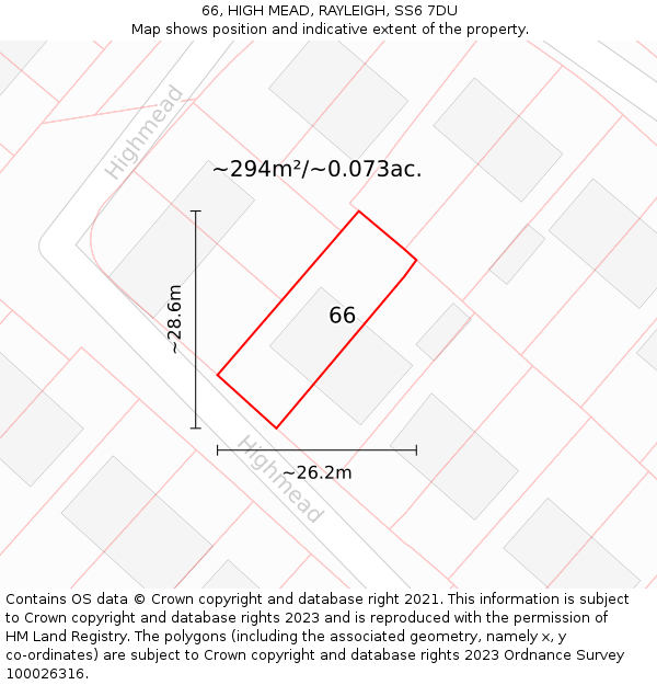 66, HIGH MEAD, RAYLEIGH, SS6 7DU: Plot and title map