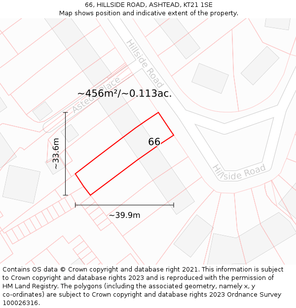 66, HILLSIDE ROAD, ASHTEAD, KT21 1SE: Plot and title map