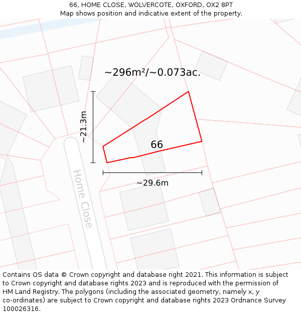 66, HOME CLOSE, WOLVERCOTE, OXFORD, OX2 8PT: Plot and title map