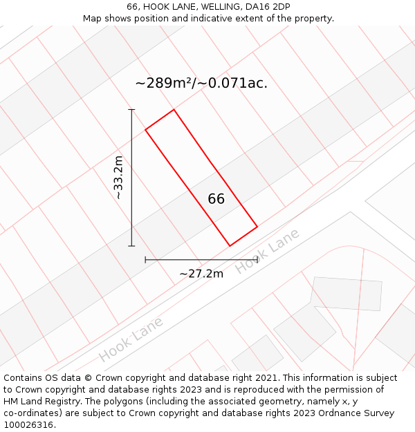 66, HOOK LANE, WELLING, DA16 2DP: Plot and title map