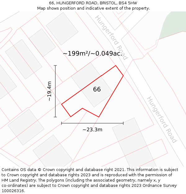 66, HUNGERFORD ROAD, BRISTOL, BS4 5HW: Plot and title map