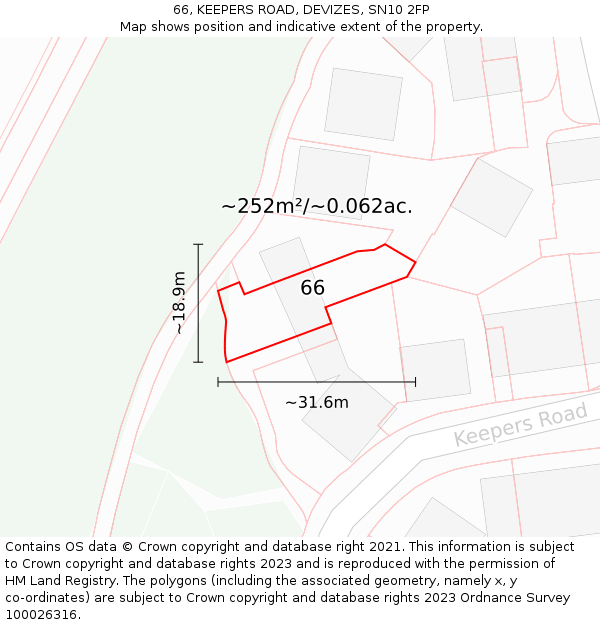 66, KEEPERS ROAD, DEVIZES, SN10 2FP: Plot and title map