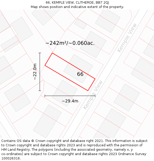 66, KEMPLE VIEW, CLITHEROE, BB7 2QJ: Plot and title map