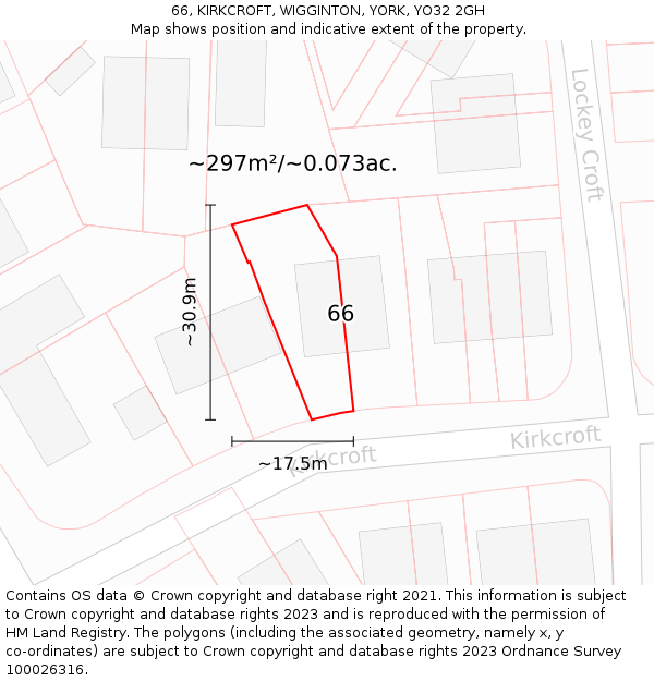 66, KIRKCROFT, WIGGINTON, YORK, YO32 2GH: Plot and title map