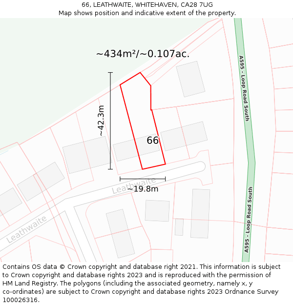 66, LEATHWAITE, WHITEHAVEN, CA28 7UG: Plot and title map