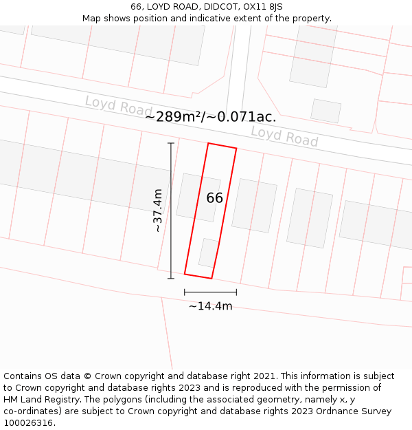 66, LOYD ROAD, DIDCOT, OX11 8JS: Plot and title map