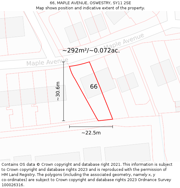 66, MAPLE AVENUE, OSWESTRY, SY11 2SE: Plot and title map