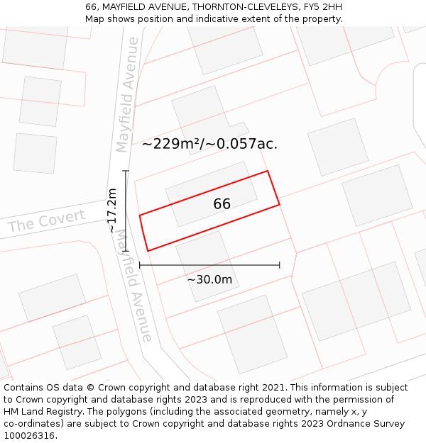 66, MAYFIELD AVENUE, THORNTON-CLEVELEYS, FY5 2HH: Plot and title map
