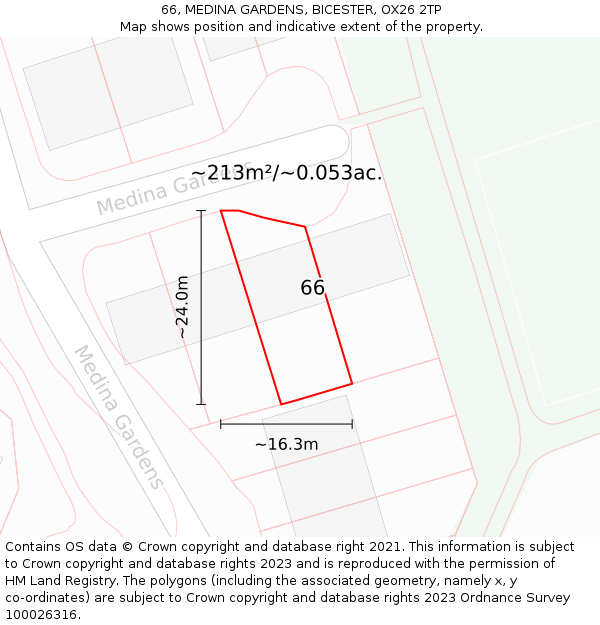 66, MEDINA GARDENS, BICESTER, OX26 2TP: Plot and title map