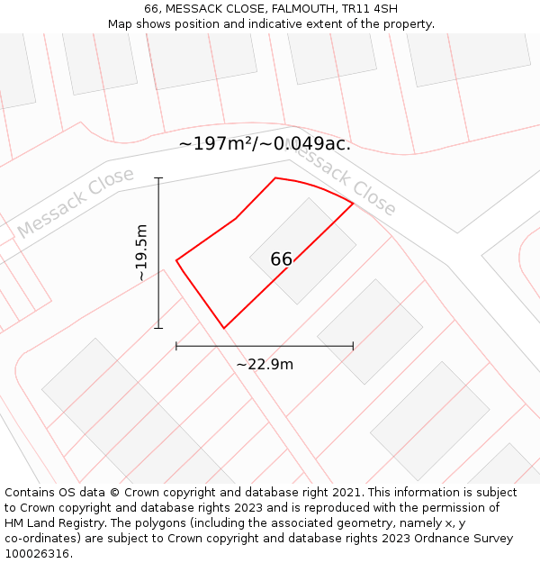 66, MESSACK CLOSE, FALMOUTH, TR11 4SH: Plot and title map
