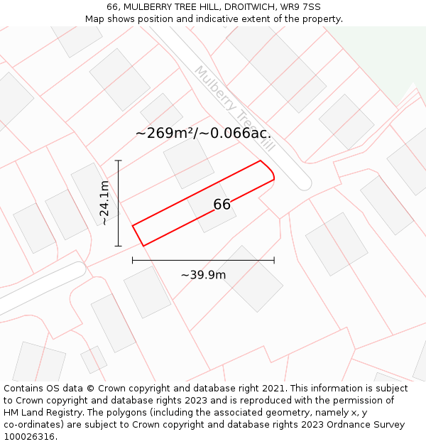 66, MULBERRY TREE HILL, DROITWICH, WR9 7SS: Plot and title map