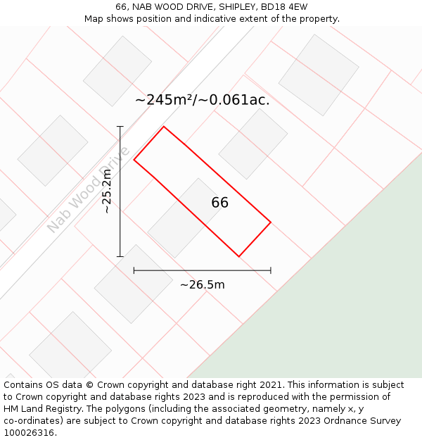 66, NAB WOOD DRIVE, SHIPLEY, BD18 4EW: Plot and title map