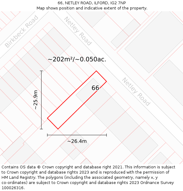 66, NETLEY ROAD, ILFORD, IG2 7NP: Plot and title map
