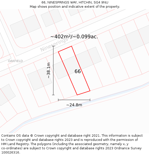 66, NINESPRINGS WAY, HITCHIN, SG4 9NU: Plot and title map