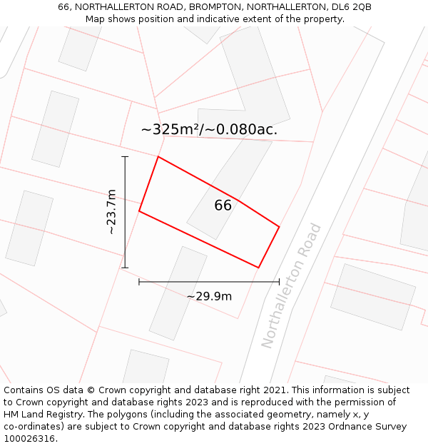 66, NORTHALLERTON ROAD, BROMPTON, NORTHALLERTON, DL6 2QB: Plot and title map