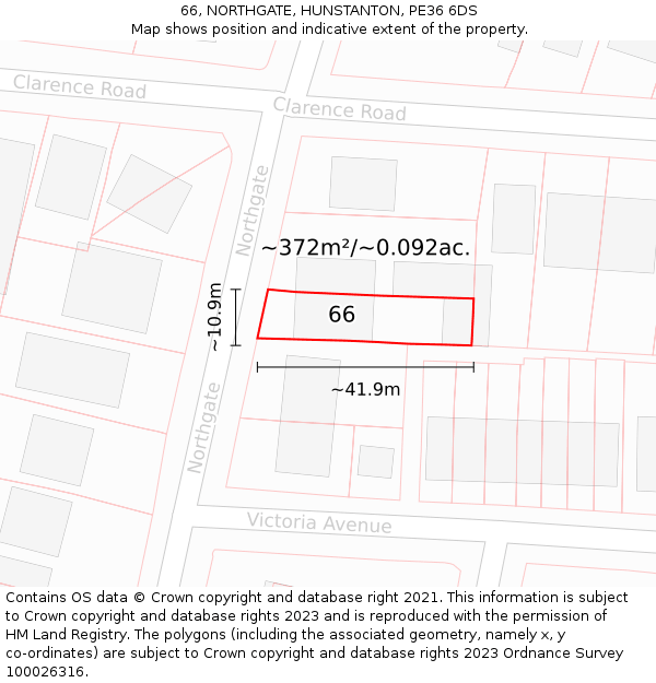 66, NORTHGATE, HUNSTANTON, PE36 6DS: Plot and title map