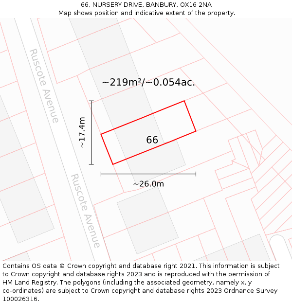 66, NURSERY DRIVE, BANBURY, OX16 2NA: Plot and title map
