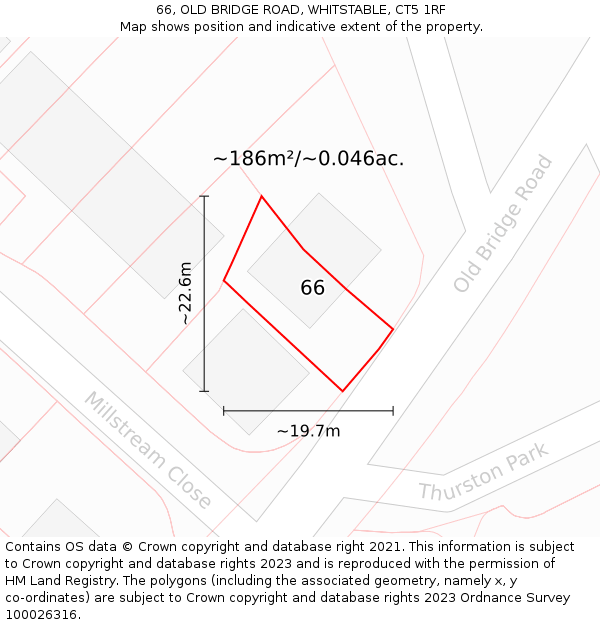 66, OLD BRIDGE ROAD, WHITSTABLE, CT5 1RF: Plot and title map